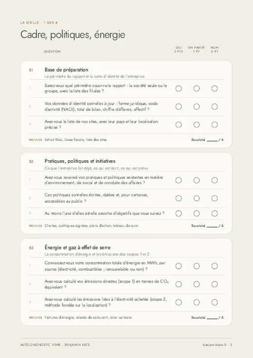 Page de la grille : cadre, politiques, énergie